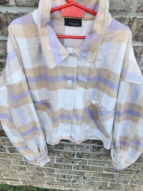 Cream & Lavender Plaid Shacket